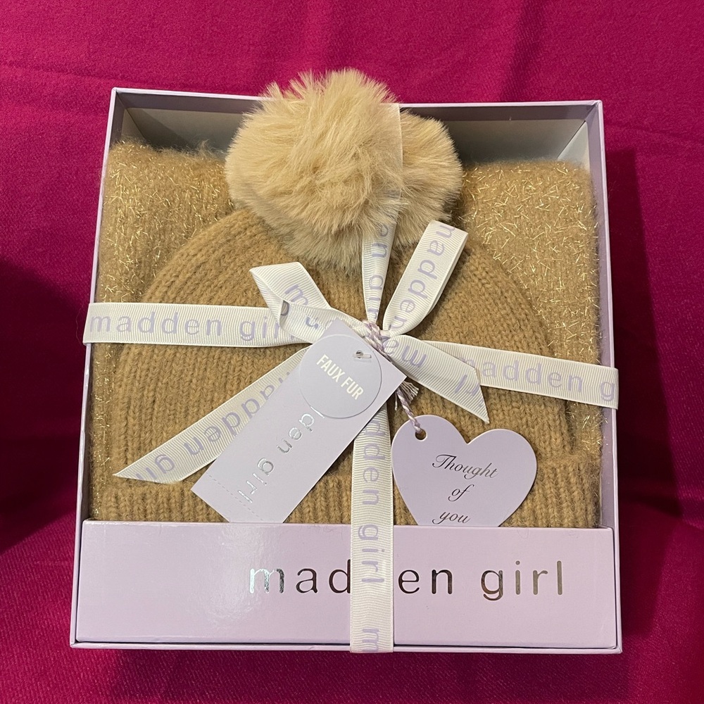 NIB- Madden Girl faux fur hat and scarf set.